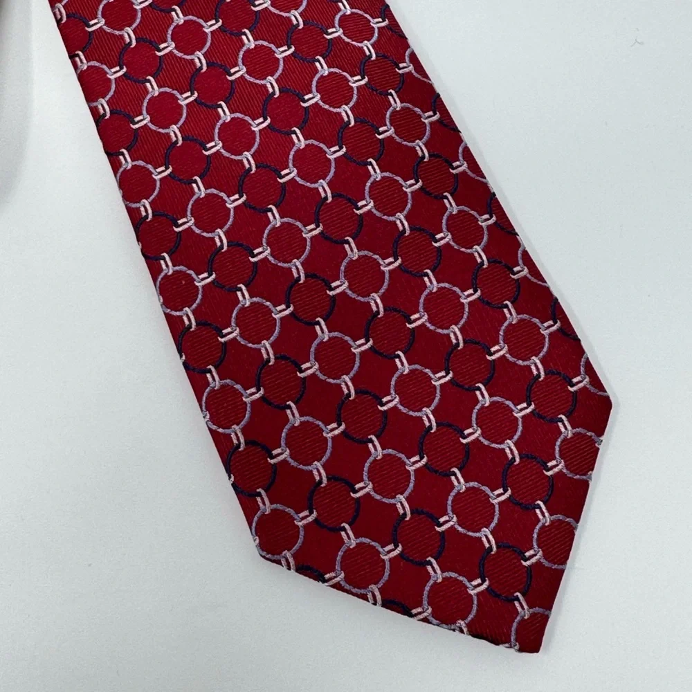 JS Blank & Co Neck Tie, silk. circle, chain, geometric, abstract, preppy, skinny